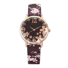 将图片加载到图库查看器，Girl Luxury Watch Women New Fashion Embossed Flowers Small Fresh Printed Belt Dial Watch Female Student Quartz Watch For Women and Girls

