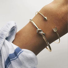 Load image into Gallery viewer, Fashion Bohemia Leaf Round Knot Cuff Bangle Gold Chain Charm Bracelet  for Women Simple Geometric Bracelets Luxury Jewelry
