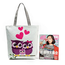 Load image into Gallery viewer, Miyahouse Lovely Owl Printed Women's Casual Tote Large Capacity Canvas Female Shopping Bag Ladies Shoulder Handbag Beach Bag

