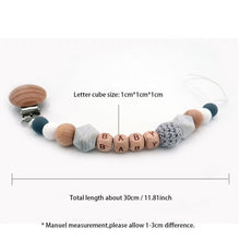 将图片加载到图库查看器，Handmade Personalized Name Silicone Wood Pacifier Clips Safe Teething Chain Baby Teether Clips Holder For Pacifier For Kids
