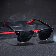 将图片加载到图库查看器，Popular Retro New Polarized Men's Sunglasses UV400 Square Half Metal Frame  Ladies Sunglasses Brand Design Glasses Driving Sunglasses
