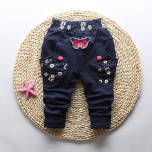 将图片加载到图库查看器，New Spring 100% cotton High-quality Cute Butterfly Embroidery Pattern Baby Girls Pants For 0-3 year Baby Girl
