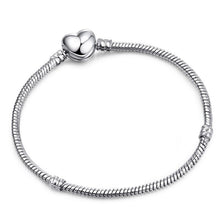Load image into Gallery viewer, Luxury Modern High Quality Authentic Silver Color Snake Chain Fine Bracelet Fit European Charm Bracelet for Women With Heart and Star
