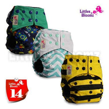 将图片加载到图库查看器，Modern Luxury Printed Washable Real Cloth Pocket Nappy,3 nappies/diapers Set For Girls and Boys Baby In Elegant Style
