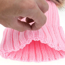 将图片加载到图库查看器，Fashion Parent-child Caps Cute Infant Baby Pom Pom Cap Winter Double Fur Ball Hat Baby Mom Warm Knitted Hat
