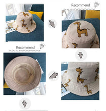 Load image into Gallery viewer, Modern Children's Bucket Hats Cartoon giraffe Sun Hat Girls Boys Outdoor Beach Hat Camping Fishing Cap For Girls and Boys
