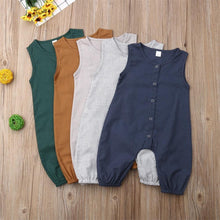 Load image into Gallery viewer, Solid Color Sleeveless Cotton Romper Jumpsuit Playsuit Outfits for Newborn Baby Boy/Girl In Classic Design
