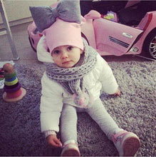 将图片加载到图库查看器，Modern Luxury Toddler Kids Children's Hat Cap With Dots Baby Cotton Colorful Big Large Bow And Scarf fork Kids

