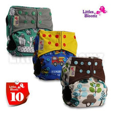 将图片加载到图库查看器，Modern Luxury Printed Washable Real Cloth Pocket Nappy,3 nappies/diapers Set For Girls and Boys Baby In Elegant Style

