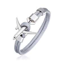 将图片加载到图库查看器，Luxury Plane Bracelets For Men and Women Charm Survival Rope Chain Paracord Bracelet Metal Airplane Hooks Summer Style
