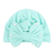 Load image into Gallery viewer, Modern Baby Hats Cute Rabbit Bow Knot with Pearls Baby Girl Hat with Pearls  for Kids In Diamond Luxury Style
