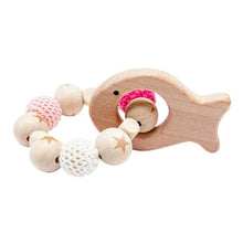 Load image into Gallery viewer, Wooden Teether Hedgehog Crochet Beads Wood Crafts Ring Engraved Bead Baby Teether Wooden Toys For Kids Rattle
