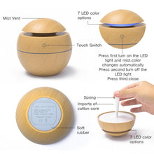 将图片加载到图库查看器，Mini Air Humidifier Ultrasonic USB Aroma Wood Grain LED Night Light  Electric Essential Oil  Diffuser Aromatherapy Home
