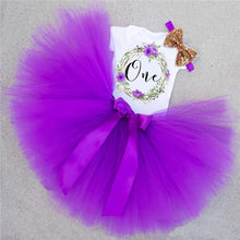 Load image into Gallery viewer, Luxury Modern Baby Girl First 1st Birthday Party Dress Cute Pink Tutu Cake Outfits For Birthday Party with Big Bow And Unicorn Design
