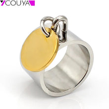 Load image into Gallery viewer, COUYA Women's Rings US Size 6-11 Stainless Steel Silver Color Punk Width Rings With oval-shaped Button Fashion Party Jewelry
