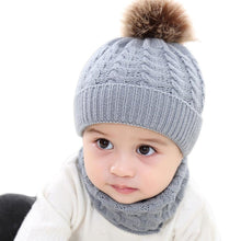 Load image into Gallery viewer, Trend New Toddler Hat Baby Girls and Boys Winter Warm Knitted Wool Hemming Hat Beanie Cap and Warm Scarf
