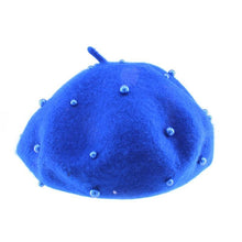 将图片加载到图库查看器，Modern Art Wool Baby Hat with Pearls Cat Candy Color Retro Baby Girl Cap Kids Beret Hats for Girls
