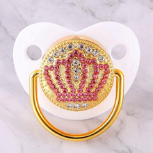 Load image into Gallery viewer, Modern Diamond Luxury Pink Crown Rhinestones Baby Pacifier Lollipop Elegant Infant Baby Shower Gift For Kids
