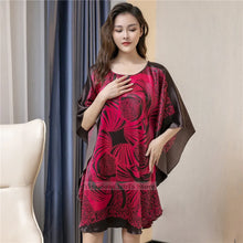 将图片加载到图库查看器，Plus Size Nightgown Sleepwear Women's Summer Nightwear Robe Lady Sexy Nightdress Silk Rayon Loose Bathrobe Gown Home Dress
