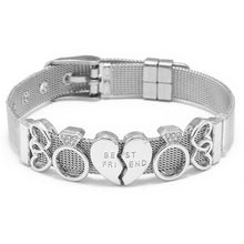 将图片加载到图库查看器，Fashion Stainless Steel Woman and Men Bracelet Mesh Bracelet Set Crystal Heart Anchor Charm Fine Bracelet Bangle For Female Lover
