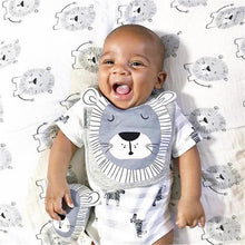 Load image into Gallery viewer, Luxury Cartoon Animal Cotton Printing Snap Button Bib Waterproof Saliva Towel Infant Cloths Feeding Apron For Kids
