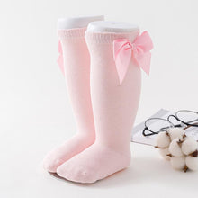 将图片加载到图库查看器，Baby Girls High Long Soft Cotton Lace Big Bow Knee Socks Toddlers Stretchable Material Excellent For Every Occasion
