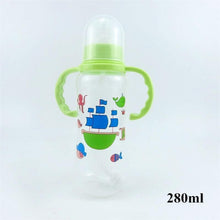 将图片加载到图库查看器，Unisex Baby 150/280ml Wide Mouth Soft Silicone Cover Straw Drinking Milk Bottle For Newborn Nursing Product With Handle
