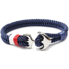 Load image into Gallery viewer, Men Bracelet Stainless Steel Anchor Bracelets Trendy Nautical Survival Nylon Rope Chain Armband Women Paracord Charm Bracelet
