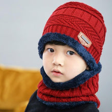 Load image into Gallery viewer, Knitted Baby Hats  Cap and Scarf Turban Beanie Cotton Warm Wool Fur Caps Soft Hat For Childern Girl And Boys
