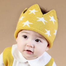 将图片加载到图库查看器，Modern Luxury New Trend  Baby Hat Girls and Boys Crown Knitted Cap Toddler Empty Top Hats Newborn Design Woolen Yarn Bonnet For Kids

