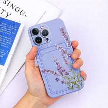 Load image into Gallery viewer, Charming Silicone Soft Anti-Scratch Cases For iPhone 13 Pro Max Case Silicone Wallet Card Holder Cover For iPhone 13 Mini 13ProMax 13Pro Flower Butterfly Beautiful Design Card Holder iPhone Case
