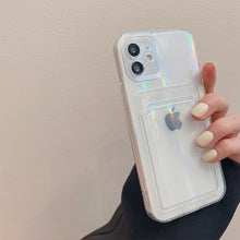 Load image into Gallery viewer, Transparent  Card Holder Silicone Case For iPhone 14 13 11 12 Pro Max Mini X S XR 8 7 Plus Lens Protection Cover Clear Protective Case with Card Slot Slim Drop Resistant Soft Bumper Cute Pocket Cover
