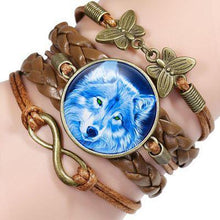 Load image into Gallery viewer, Classic Retro Wolf Head Elegant Bracelet Leather Bangle Luxury Bracelet Jewelry Boho Glass Moon Men Wrap Bangles For Men Women
