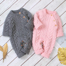 将图片加载到图库查看器，Handmade Knitted Baby Clothes Long Sleeve Newborn Baby Romper Winter Spring Baby Girl Romper Jumpsuit For Boys and Girls
