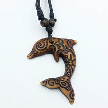 Load image into Gallery viewer, Fashion Faux Bone Carved Taino Sun Smile Frog Love Dolphin Pendant Necklace for men women's jewelry gift MN520
