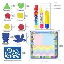 Load image into Gallery viewer, Coolplay 100x100cm Magic Water Drawing Mat Doodle Mat &amp; 4 Drawing Pens &amp; 1 Stamps Set Painting Board Educational Toys for Kids
