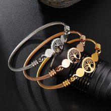 Load image into Gallery viewer, New Modern Luxury Charm Elegant Hollow Tree Of Life Bracelets Amazing Stainless Steel Gold Cuff Bangles For Women
