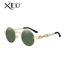 将图片加载到图库查看器，XIU Luxury Metal Sunglasses Men Round Sunglass Steampunk Coating Glasses Vintage Retro Lentes Oculos of Male Sun glasses

