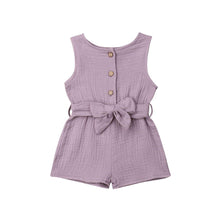 Load image into Gallery viewer, Newborn Baby Girl Kids Solid Romper Jumpsuit Playsuit Sleeveless Bow Belt Clothes Outfit For Summer
