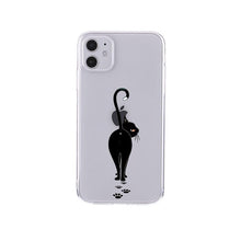 将图片加载到图库查看器，Cute Cartoons Black Cat Transparent Phone Cover For Iphone 14 14promax 14plus 13promax 13 12 11 Shockproof Clear Phone Case Adorable Soft Girls Print Cat Design Clear Cute Flexible Silicone Phone Case
