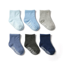 将图片加载到图库查看器，6 Pairs Cotton Baby 's Non-slip Boat Low Cut Floor Socks With Rubber Grips For Boys &amp; Girls Sock

