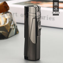将图片加载到图库查看器，NEW Modern Luxury Grinding Wheel Three Torch Turbo Lighters For Cigarettes Accessories Cigar Smoking Lighters New Metal Design
