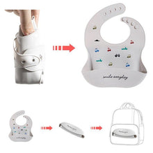 将图片加载到图库查看器，Cute Cartoon Print Baby Bibs Waterproof Soft Silicone Baby Feeding Stuff Dinosaur Pattern Bib For Kids
