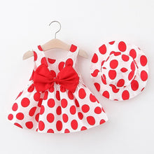 Load image into Gallery viewer, Luxury Modern Baby Girls Dresses With Hat 2pcs Clothes Sets Kids Clothes Baby Sleeveless Dress Print Floral Fruit Design Style
