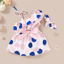 Load image into Gallery viewer, Baby Girl Dress Cute Dot Sleeveless Newborn Bowknot Dress with Headband Set Princess Baby Girl Party Clothes In Modern Design
