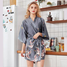 Load image into Gallery viewer, Fashion Women's Summer Mini Kimono Robe Lady Rayon Bath Gown Yukata Nightgown Sleepwear Sleepshirts Pijama Mujer Size M-XXL
