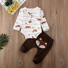 将图片加载到图库查看器，Luxury Modern Trend Style Newborn Baby Boy Girl Fox print Tops Romper Long Pants Autumn Outfits Clothes For Girls And Boys
