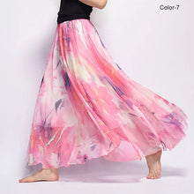 Load image into Gallery viewer, New Fashion 2023 Women's BOHO Elegant Florals Print Chiffon Long Skirt Ladies Slim High-Waist Elastic Waist Pleated Skirts SK15
