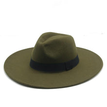 Load image into Gallery viewer, Fashionable Fedora Hats Women Wide Brim Dress Caps  Women's Fedora Hats Elegant Wide Brim Fedora Hat  Wedding Men Hat Warm Retro Style Belt 56-58cm
