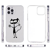 将图片加载到图库查看器，Cute Cartoons Black Cat Transparent Phone Cover For Iphone 14 14promax 14plus 13promax 13 12 11 Shockproof Clear Phone Case Adorable Soft Girls Print Cat Design Clear Cute Flexible Silicone Phone Case
